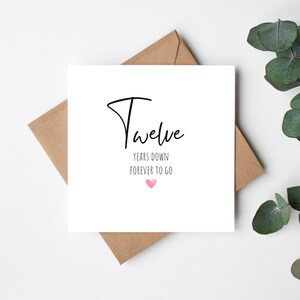 Carte d'anniversaire de 12 ans pour toujours, carte de douzième anniversaire pour petit ami, petite amie, carte de 12e anniversaire pour femme image 1