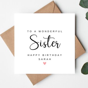 Per una sorella meravigliosa Biglietto di auguri di buon compleanno, biglietto di compleanno personalizzato per sorella, biglietto di compleanno per la migliore sorella, biglietto di compleanno per sorella