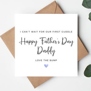 Mal posso esperar pelo nosso primeiro abraço Cartão de feliz dia dos pais, Cartão de dia dos pais da Bump, Cartão de papai para ser, Cartão da Bump, Papai para ser