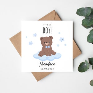 Cartão personalizado It's a Boy! Hello Little One, Cartão para recém-nascido, Parabéns pelo recém-nascido, Cartão para novos pais, Cartão personalizado para bebê menino