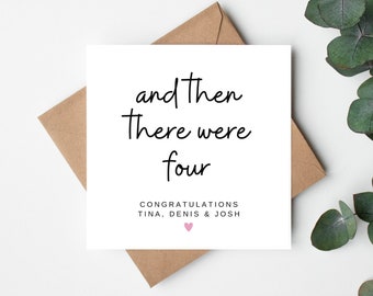 New Baby Card, and Then There Were Four Card, Pregnancy Announcement Card, Baby Announcement, Baby Shower Card, Congratulations on New Baby
