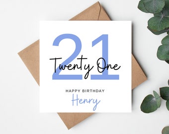 Personalised 21st Birthday Card, Custom 21st Birthday Card, Twenty-First Birthday Card for Friend, Son 21st Birthday Card, 21st Card Ireland