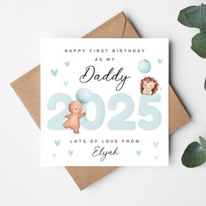 Gepersonaliseerde 1e verjaardag als mijn papa-kaart, 1e verjaardag als papa-kaart, papa-verjaardagskaart van baby, papa-kaart 2025, papa-kaart, voor hem
