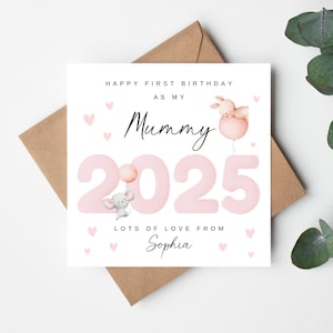 Biglietto personalizzato per il primo compleanno come mamma, biglietto per il primo compleanno come mamma, biglietto di compleanno per la mamma da bambino, biglietto per la mamma 2025, biglietto per la mamma, per lei