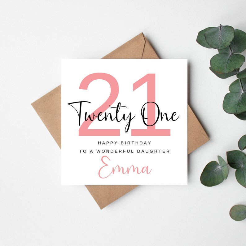 Carte personnalisée 21e anniversaire, carte 21e anniversaire personnalisée, carte 21e anniversaire pour un ami, carte 21e anniversaire fille, carte 21e Daughter