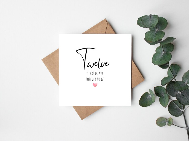 Carte d'anniversaire de 12 ans pour toujours, carte de douzième anniversaire pour petit ami, petite amie, carte de 12e anniversaire pour femme image 1