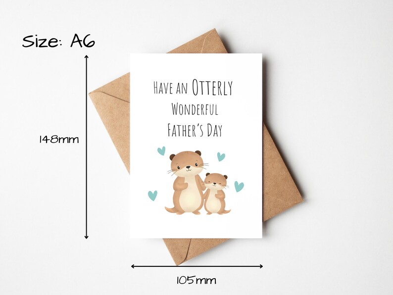 Have An Otterly Wonderful Father's Day Card, Cute Father's Day Card, Punny Father's Day Card, Irish Father's Day Card, Otter Card for Dad image 2