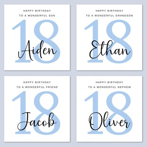 Carte d'anniversaire personnalisée 18e anniversaire, carte 18e anniversaire personnalisée, carte 18e anniversaire pour fils, carte 18e anniversaire ami, carte 18e anniversaire Irlande image 2