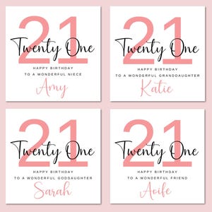 Carte personnalisée 21e anniversaire, carte 21e anniversaire personnalisée, carte 21e anniversaire pour un ami, carte 21e anniversaire fille, carte 21e image 2