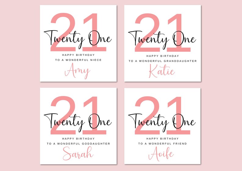 Carte personnalisée 21e anniversaire, carte 21e anniversaire personnalisée, carte 21e anniversaire pour un ami, carte 21e anniversaire fille, carte 21e image 2