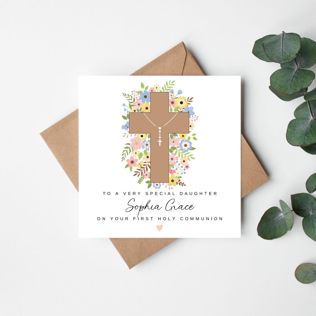 On Your First Holy Communion Card, Personalised 1st Holy Communion Card ...