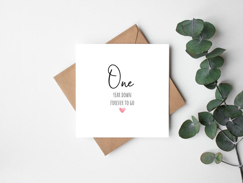 Carte d'anniversaire d'un an pour toujours, carte de premier anniversaire pour petit ami, petite amie, carte de premier anniversaire pour femme, mari image 1