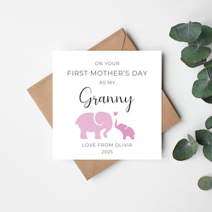 En tu primer día de la madre como mi abuela, tarjeta personalizada para el día de la madre, tarjeta para el día de la madre de una niña, tarjeta personalizada para el primer día de la madre 2025