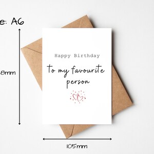 Happy Birthday to my Favourite Person, Wife Birthday Card, Birthday Card for Husband, To my Favorite Person Card, Boyfriend Birthday Card GF image 3