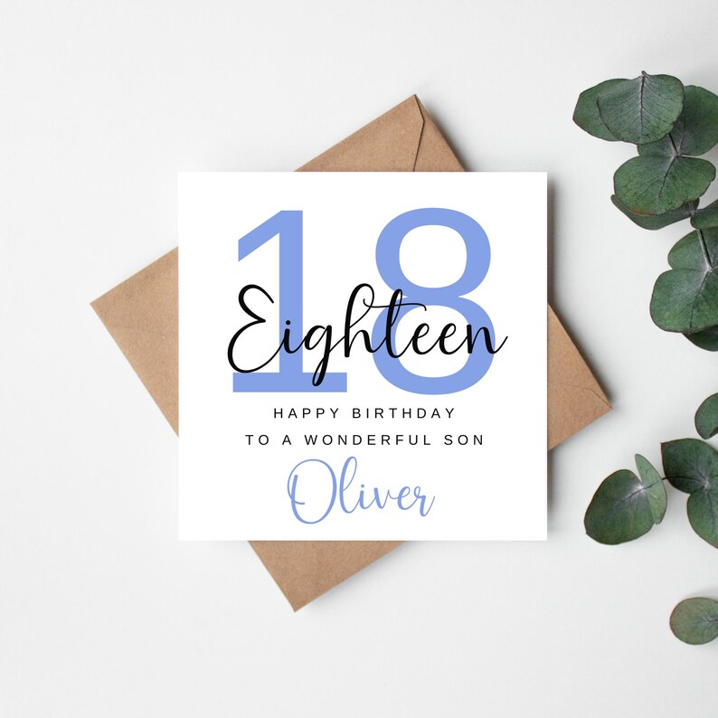 Carte d'anniversaire personnalisée 18 ans, carte d'anniversaire personnalisée 18 ans, carte d'anniversaire 18 ans pour fils, filleul, carte d'anniversaire 18 ans, carte d'anniversaire 18 ans Son