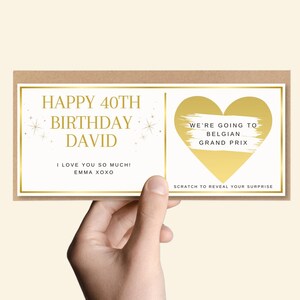 Carte à gratter d'anniversaire personnalisée, carte-cadeau à gratter, carte à gratter coeur or pour lui, 30e anniversaire, 40e, 50e anniversaire image 2