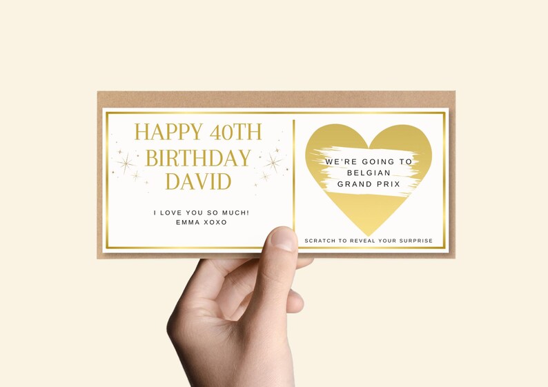 Carte à gratter d'anniversaire personnalisée, carte-cadeau à gratter, carte à gratter coeur or pour lui, 30e anniversaire, 40e, 50e anniversaire image 2