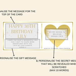 Carte à gratter d'anniversaire personnalisée, carte-cadeau à gratter, carte à gratter coeur or pour lui, 30e anniversaire, 40e, 50e anniversaire image 3