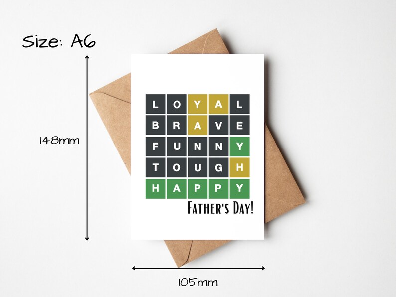 Carte de fête des pères sur le thème de Wordle, douce carte de fête des pères, carte de fête des pères fidèle, courageuse, drôle, dure, heureuse, carte de papa, fête des pères image 2