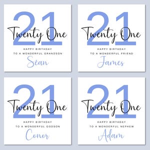 Carte personnalisée 21e anniversaire pour fils, carte 21e anniversaire personnalisée, carte 21e anniversaire ami, carte 21e anniversaire, carte 21e Irlande image 2