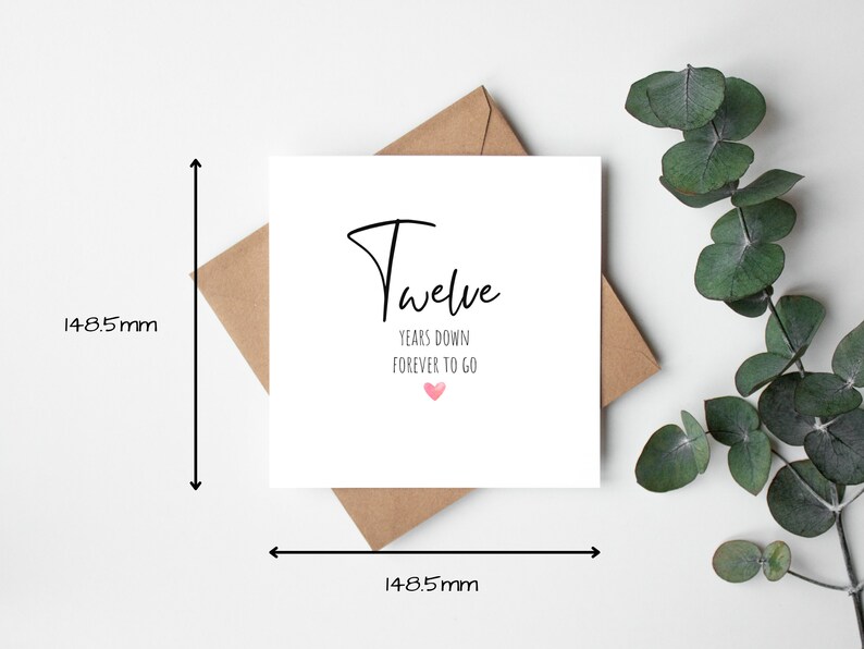 Carte d'anniversaire de 12 ans pour toujours, carte de douzième anniversaire pour petit ami, petite amie, carte de 12e anniversaire pour femme image 2