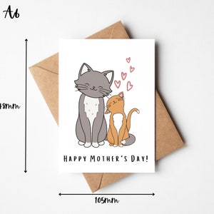 Cute Cat Mother's Day Card Happy Mother's Day Card Card for Cat Mom Cat Lover Mother's Day Card New Mum Mother's Day Card for Mother image 2