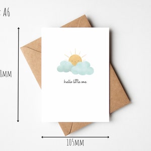 Hello Little One, New Baby Card, Congratulations On Your New Addition Card, Welcome to the World Baby Card, Simple New Bundle of Joy Card image 2