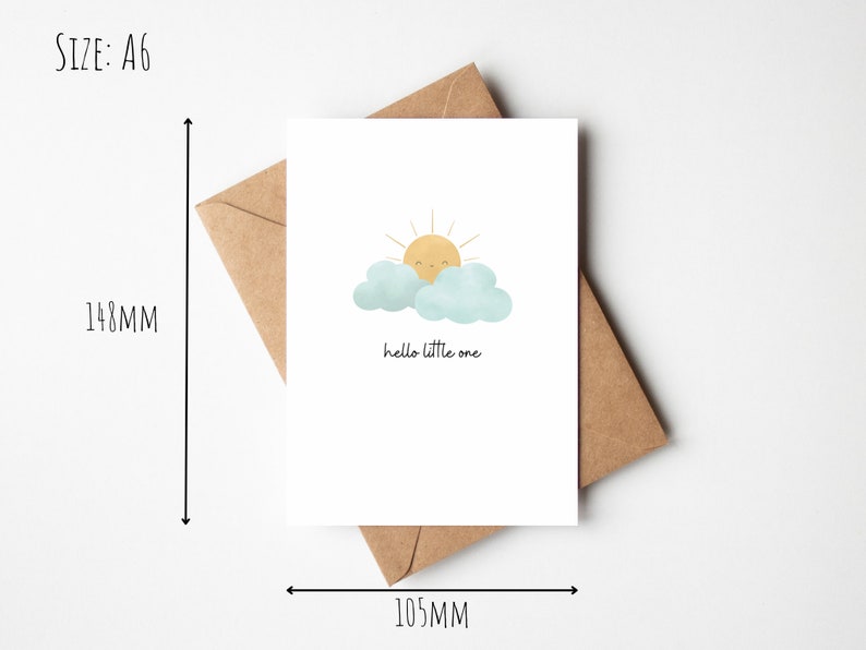 Hello Little One, New Baby Card, Congratulations On Your New Addition Card, Welcome to the World Baby Card, Simple New Bundle of Joy Card image 2