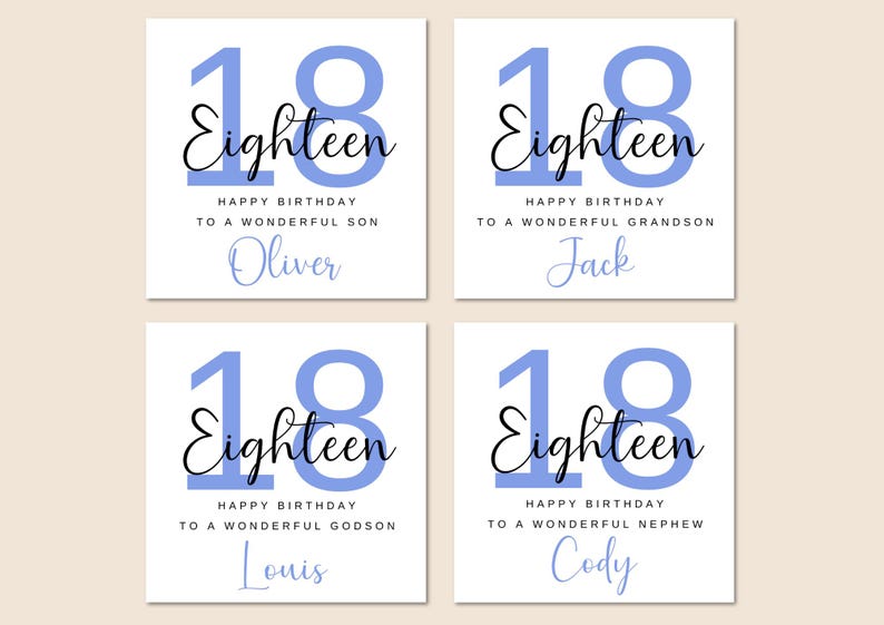 Carte d'anniversaire personnalisée 18 ans, carte d'anniversaire personnalisée 18 ans, carte d'anniversaire 18 ans pour fils, filleul, carte d'anniversaire 18 ans, carte d'anniversaire 18 ans image 2