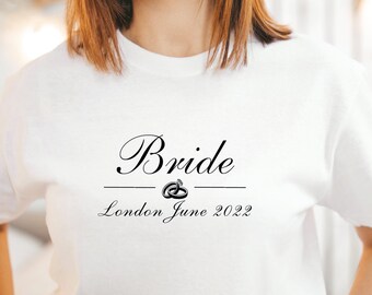 Hen Party T Shirts , Bridal Wedding Hen Party with Ring and Line design, Gift Fiancé Tee, Gift Bride Team Tshirt