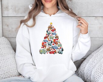Disney Cars Christmas Tree Hoodie, Santa Lightning McQueen Hoodie, Reindeer Mater Hoodie, Disney Winter Trip Top
