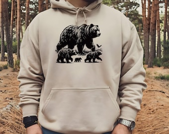 Bear Hoodie, Mama Bear Hoodie, Daddy Bear Hoodie, Bear Gifts, Nature Lover Gift, Funny Animal Sweatshirt, New Dad Sweater, Wildlife Hoodie