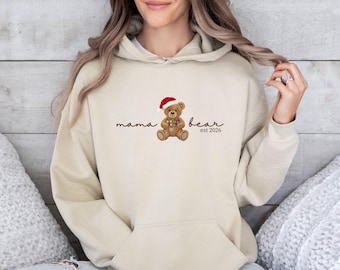 Mama Bear Hoodie, Mama Bear Est, New Mum Pullover, Custom Mama Bear, New Mum Gift, Mama to Be Top, Mothers Day Gift, Funny Mum Hoodie
