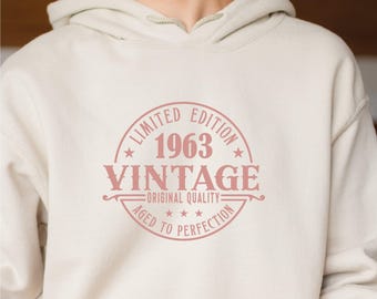 Funny Personalised Born In 1985 1975 1965 Hoodie, Birthday Gift 30th 40th 50th 60th Hoodie, Personalised Birthday Vintage 1965 Sweatshirt