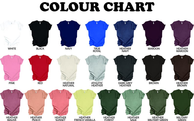 the color chart for a women's t - shirt