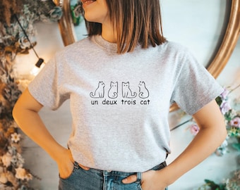 Un Deux Trois Cat T-shirt, French Cat Lover Tee