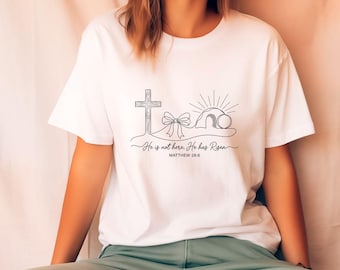 He Is Not Here He Has Risen Shirt, Easter Tshirt, Aesthetic Boho Tee, Easter T Shirt, Christian Tshirt, Jesus T-Shirt