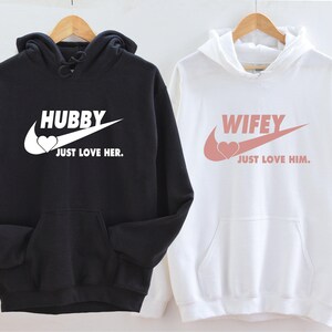Hubby Wifey Hoodie, Mr and Mrs for Gift Honeymoon Sweatshirt, Newlyweds Sweatshirt, Perfect Couples Just Married Hoodie,  Wedding Sweatshirt