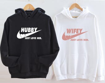Hubby Wifey Hoodie, Mr and Mrs for Gift Honeymoon Sweatshirt, Newlyweds Sweatshirt, Perfect Couples Just Married Hoodie,  Wedding Sweatshirt