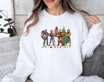 Marvel Superhero Christmas Hoodie, Avengers Christmas Hoodie, Winter Season Superhero Hoodie, Funny Superhero Hoodie