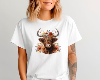 Highland Cow Shirt, Floral Cow Shirt, Funny Cow Shirt, Western Cow Shirt, Cow Lovers Gift, Sassy T Shirt, Hairy Cow Shirt, Cow Lover Shirt