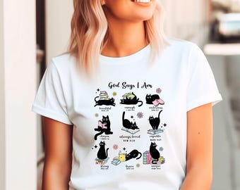 God Says I Am Cat Shirt, Cat And Book Bible, Cat Shirt, God Shirt, Bible Verse Shirt, Cat Lovers Shirt, Religious Gifts, Women Christian Tee