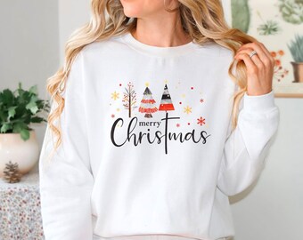 Merry Christmas Sweatshirt, Christmas Tree Jumper, Christmas Party Jumper, New Year Tree Sweater, Holiday Xmas Sweater, Pine Tree Jumper