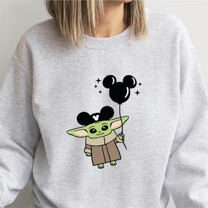Baby Yoda Balloon Hoodie, Fun of Star wars Jumper, Cute Birthday Gift Hoodie, Star wars Sweatshirt, Baby Yoda Ears Hoodie, Valentines Hoodie image 3