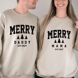 Merry Mama Est 2027 Sweatshirt, New Mom Jumpert, New Mama Sweater, Grandma Christmas, New Mum Christmas Top