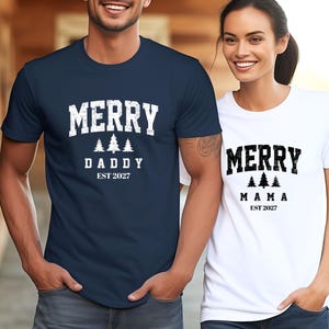 Merry Mama Est 2027 Shirt, New Mum Christmas Tee, First Christmas as Mum T-Shirt, Gift for Mother, First Christmas As, Personalised Shirt