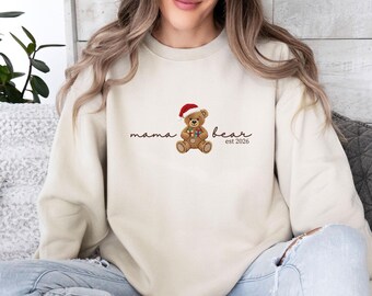 Mama Bear Sweatshirt, Mama Bear Est, New Mum Sweatshirt, Funny Mum Jumper, Custom Mama Bear, New Mum Gift, Mama to Be Top, Mothers Day Gift