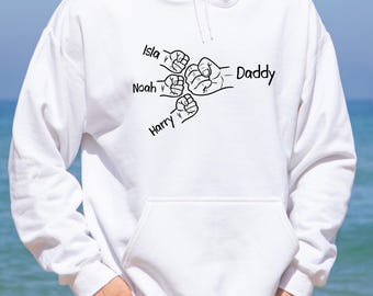 Fist Bump Daddy Hoodie, Custom Dad Hoodie, Matching Hoodie, Fathers Day Hoodie, Dad And Child Hoodie, Kids Name Hoodie, Son and Daughter
