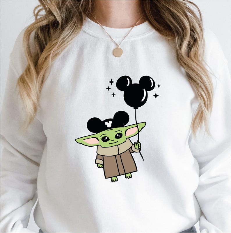 Baby Yoda Balloon Hoodie, Fun of Star wars Jumper, Cute Birthday Gift Hoodie, Star wars Sweatshirt, Baby Yoda Ears Hoodie, Valentines Hoodie image 2
