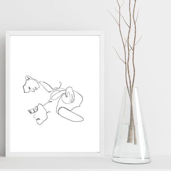 Nude Line Art Sensual Threesome - Etsy Canada